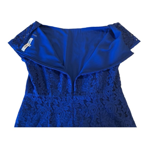 DVF Lace Royal Blue Knee Length Short Sleeve Occasion Dress - Size 12 Cocktail - Picture 8 of 10